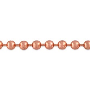 3.2 mm Copper Ball Chain, Raw Copper Chain