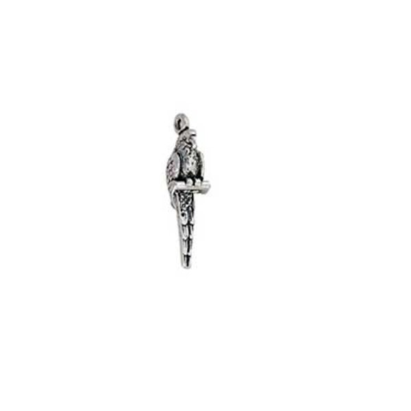 Parrot Charm Sterling Silver, Tropical Bird Jewelry, Parrot Jewelry