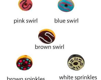 Doughnut Beads, Donut Jewelry, Doughnut with Sprinkles Jewelry, Peruvian Ceramic Beads