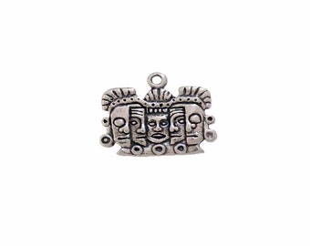 Unveil Your Potential: Sterling Silver Mayan Reincarnation Mask Charm - A Symbol of Eternal Renewal