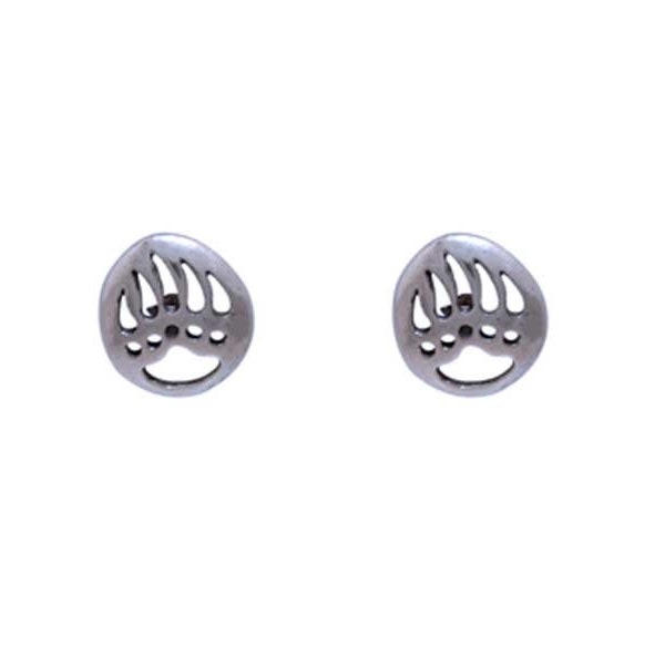 Bear Paw Sterling Silver Stud Earrings - Wildlife Jewelry for Nature Lovers