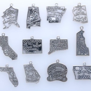 Sterling Silver State Charm, Choice of State
