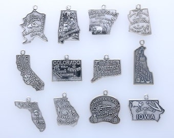 Sterling Silver State Charm, Choice of State