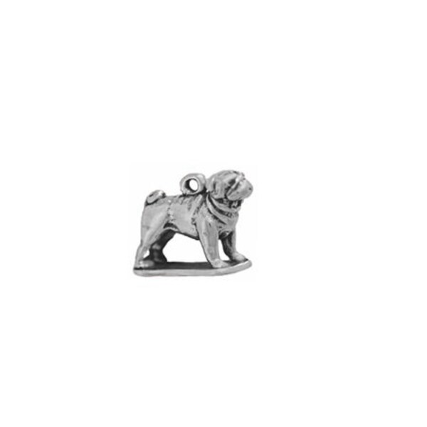 Pug Charm, Sterling Silver, Pug Jewelry, Dog Jewelry