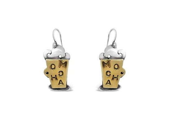 Far Fetched Sterling Silver & Brass Hammered Diamond Dangle Earrings Far Fetched Sterling Silver & Brass Hammered Diamond Dangle Earrings