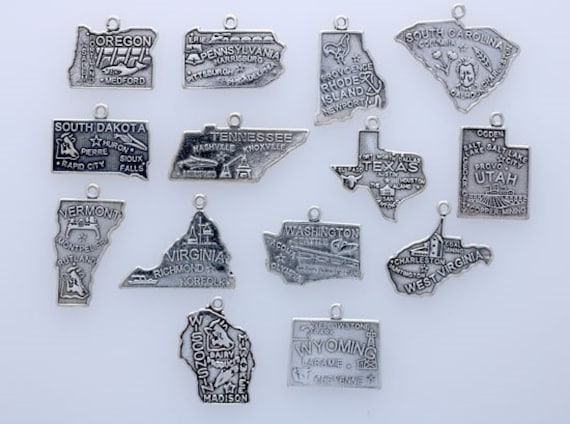 Sterling Silver State Charm, Choice of State