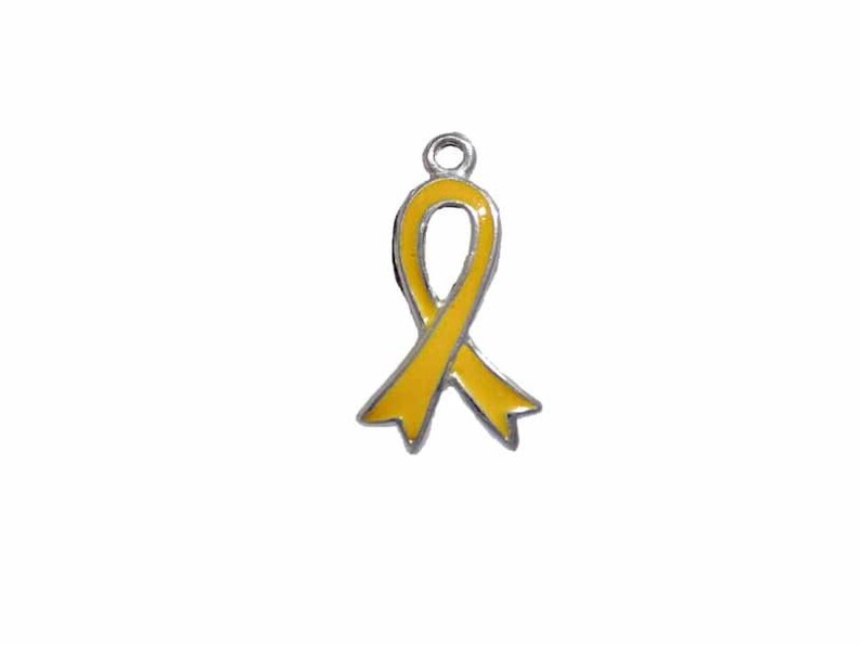 Enameled Yellow Support Ribbon Charm for Awareness Themed Etsy