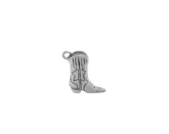 Sterling Silver Cowboy Boot Charm - Western Rodeo Jewelry - 3D Casting - Nickel-free