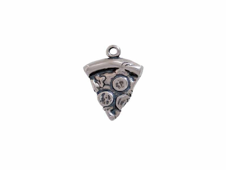 Pizza Charm Sterling Silver, Pizza Jewelry image 9