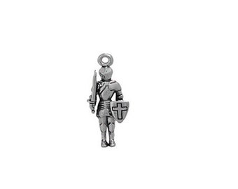 Sterling Silver Knight in Shining Armor Charm, Renaissance Jewelry, Medieval Jewelry,
