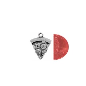 Pizza Charm Sterling Silver, Pizza Jewelry image 3