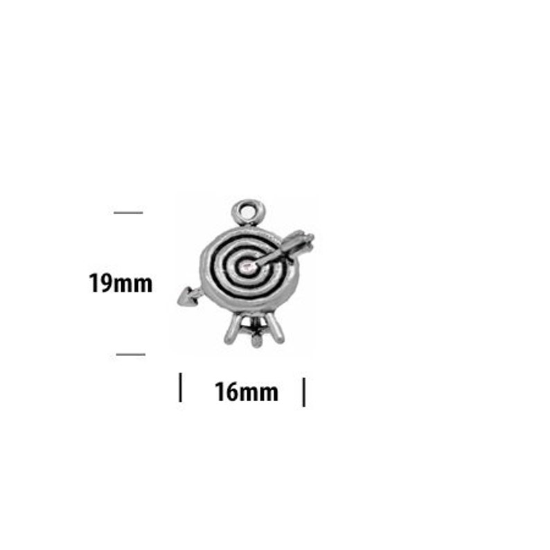 Archery Charm Sterling Silver, Bullseye Target Charm, Archery Jewelry image 8