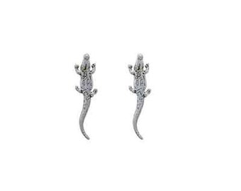 Alligator Stud Earrings Sterling Silver | Alligator Jewelry | Swamp Jewelry