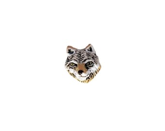 Peruvian Wolf Head Beads - Hand Painted Ceramic Beads for Jewelry Making. Wolf Jewelry