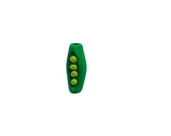 Peas in a Pod Beads, Peruvian Ceramic, Pea in a Pod Jewelry, Vegetable Jewelry