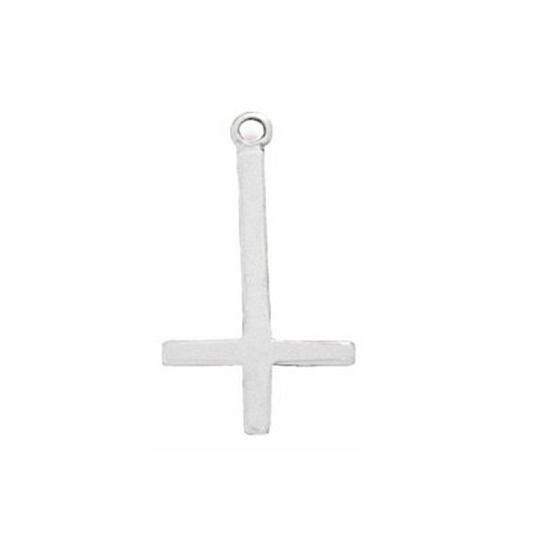 Inverted Cross Charm, Sterling Silver,st Peters Cross, Petrine Cross, Upside Down Cross Charm Etsy