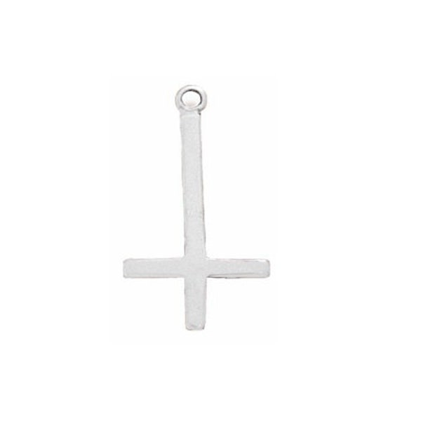 Inverted Cross Charm, Sterling Silver,St Peters Cross, Petrine Cross, Upside Down Cross Charm