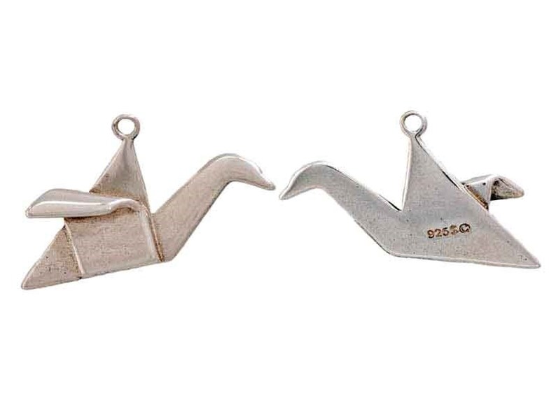 Origami Flying Crane Charm for Jewelry Making or Jewelry Supply