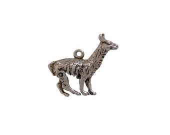Alpaca Llama Charm, Sterling Silver, Animal Jewelry