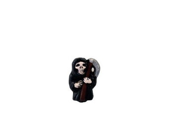 Grim Reaper Beads, Death Personified Beads, Hand Painted Ceramic Beads from Peru