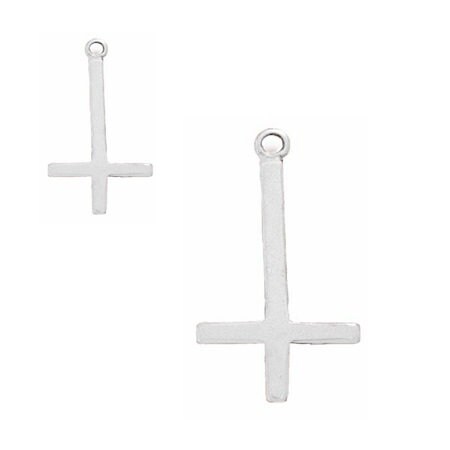 Inverted Cross Charm Sterling Silver st Peters Cross Petrine Cross