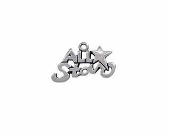 All Star Charm,Sterling Silver, All Star Softball Charm, Sports Jewelry