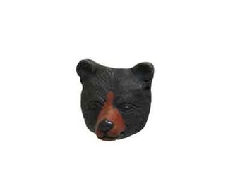 Wild at Heart: Hand-Painted Ceramic Brown Bear Head Beads