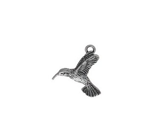 Hummingbird Charm Sterling Silver Humming Bird Pendant for Necklace or ...