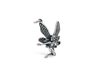 Flying Fairy Charm Sterling Silver, Fairy Pendant, Fairy Jewelry