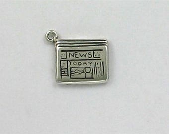 Sterling Silver 3-D Newspaper Charm