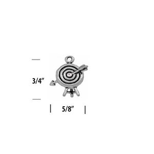 Archery Charm Sterling Silver, Bullseye Target Charm, Archery Jewelry image 3