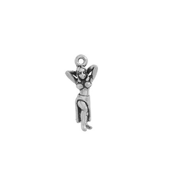 Belly Dancer Charm Sterling Silver, Belly Dancing Jewelry, Dance Jewelry