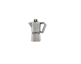 Coffee Pot Charm, Espresso Maker Charm Sterling Silver, Coffee Jewelry