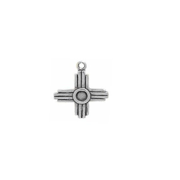 Zia Cross Charm Sterling Silver, Southwestern Jewelry, New Mexico Jewelry