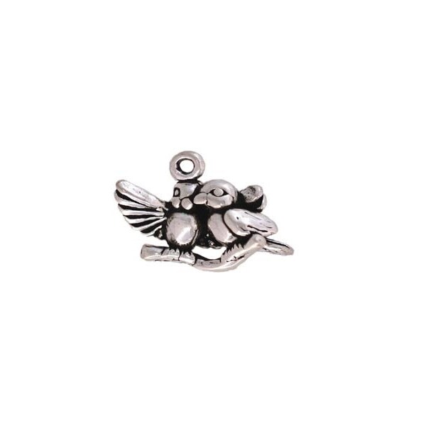 Love Birds Charm, Sterling Silver, Couples Jewelry