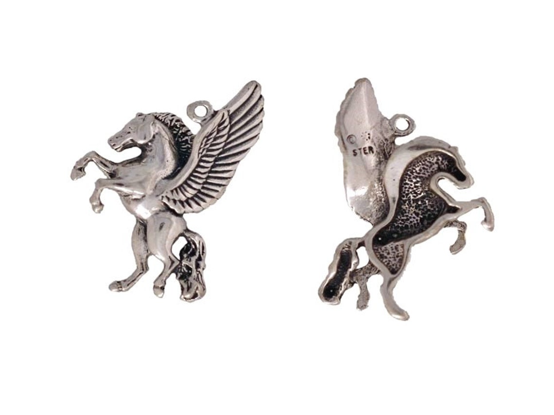 Sterling Silver Pegasus Charm Pegasus Jewelry Pegasus Necklace Etsy