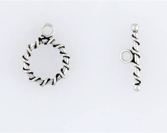 Sterling Silver Spiral Wrapped Toggle Clasp