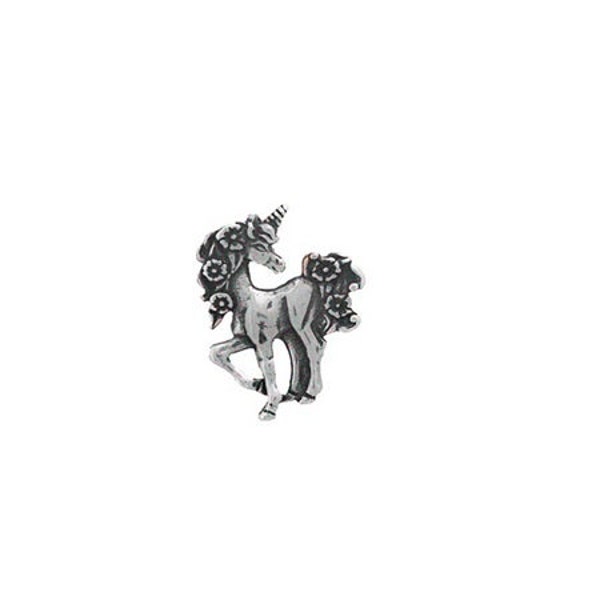 Unicorn Charm Sterling Silver, Floral Unicorn, Myth Jewelry, Unicorn Jewelry