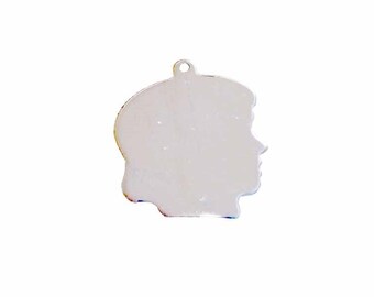Facing Right Engravable Girl Head Charm Pendant 14k Yellow Gold Large 0.013 Ga Facing Right Engravable Girl Head Charm Pendant 14k Yellow Gold Large 0.013 Ga