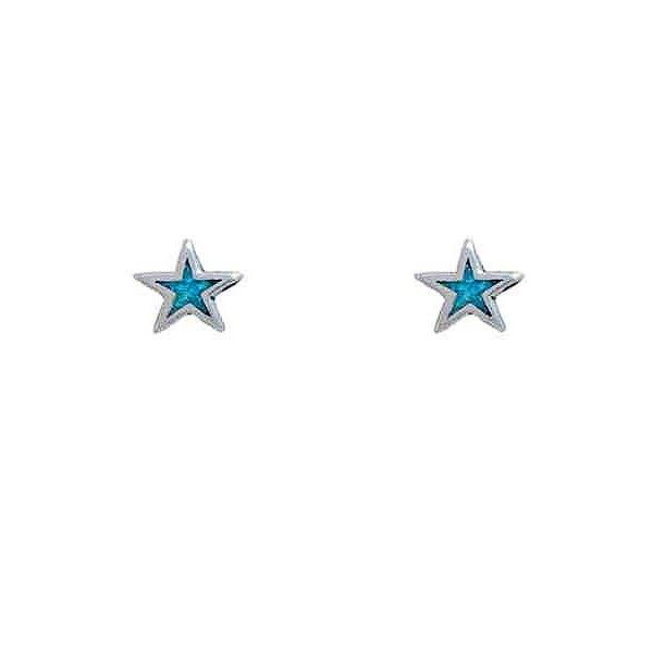 Turquoise Star Earrings, Sterling Silver |Star Stud Earrings Turquoise Inlay | Star Jewelry | Celestial Jewelry