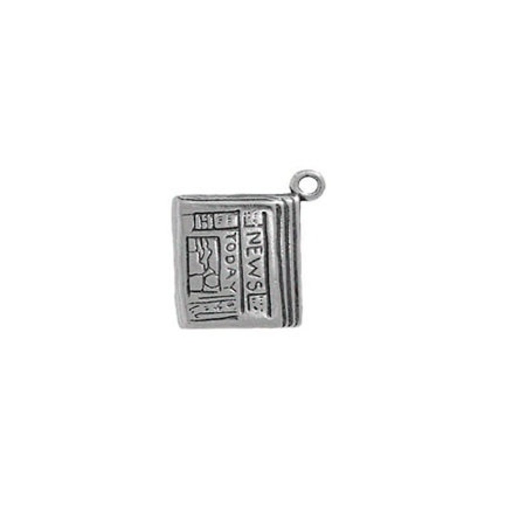 Newspaper Charm Sterling Silver, Journalist Gift, Newspaper Jewelry Etsy