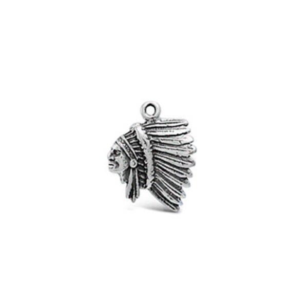 Indian Chief Charm, Sterling Silver, Warrior Chief Charm, Native American Inspired Jewelry, Southwestern Jewelry