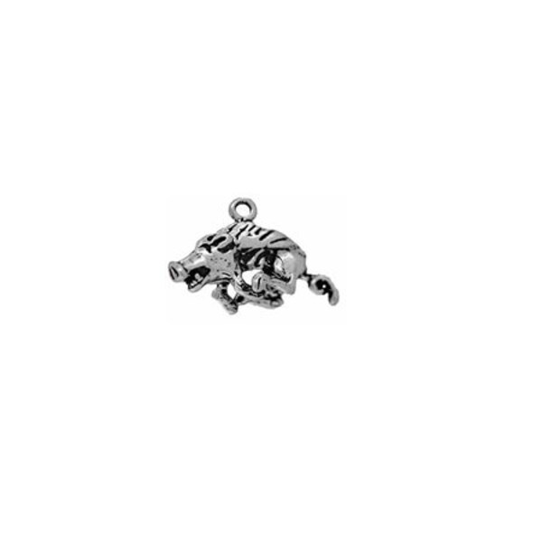 Razorback Boar Charm Sterling Silver, Arkansas Razorback Jewelry