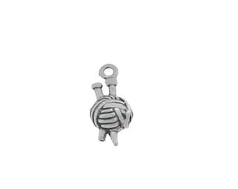 Garn Charm, Stricken Charm Sterling Silber, Stricken Schmuck