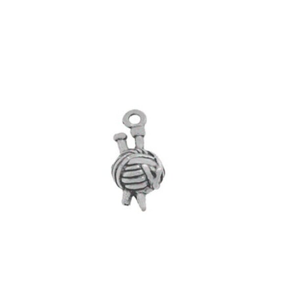 Yarn Charm, Knitting Charm Sterling Silver, Knitting Jewelry