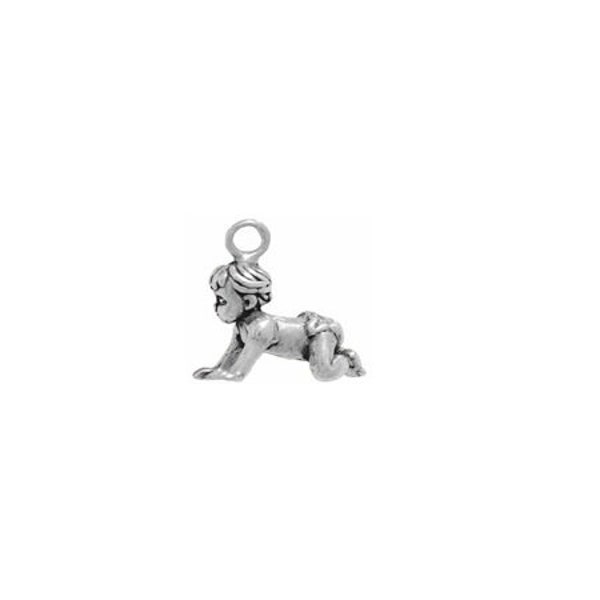 Baby Charm, Crawling Baby Charm, Sterling Silver, Baby Jewelry