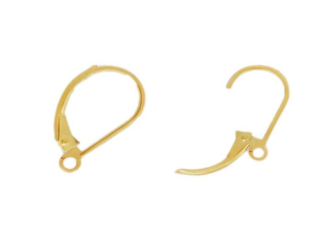 14mm Plated Gold Lever Back Ear Wire - 20 Pack – Beads, Inc.
