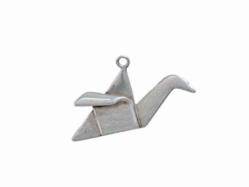 Origami Flying Crane Charm for Jewelry Making or Jewelry Supply