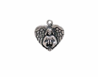 Enamel on Sterling Silver Vintage ec110 Details about   Angel Heart Charm Pendant