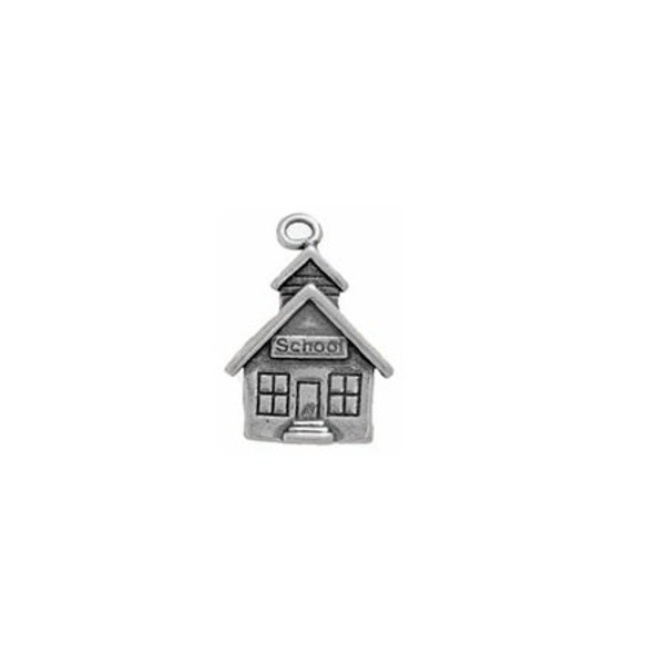 School House Charm Sterling Silver | Teacher Jewelry